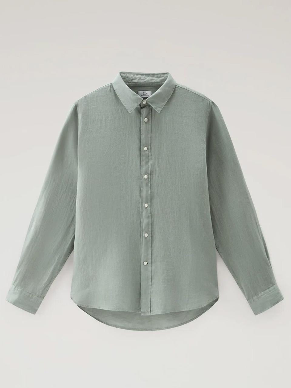 camicia in lino CWOSI0113MRUT3372 SAGE WOOLRICH 