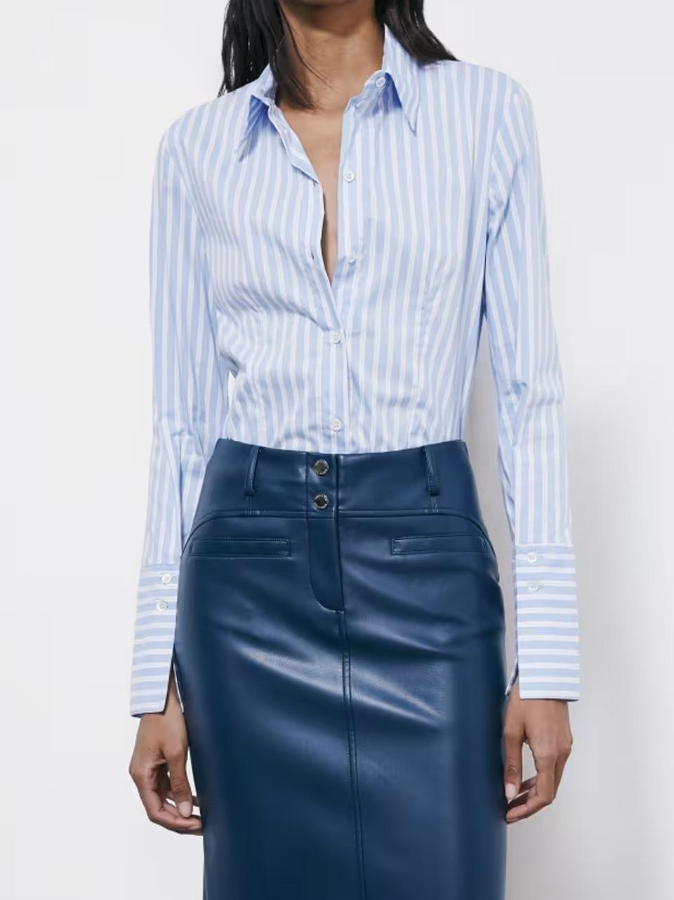 camicia gessata in cotone 8C0851A544 FG57 Patrizia pepe 