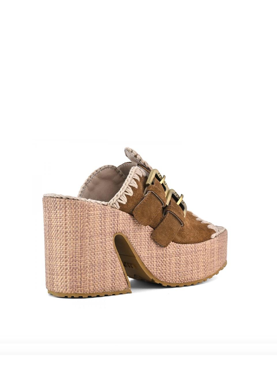raffia platform two buckles MU SW721001A NUT MOU 