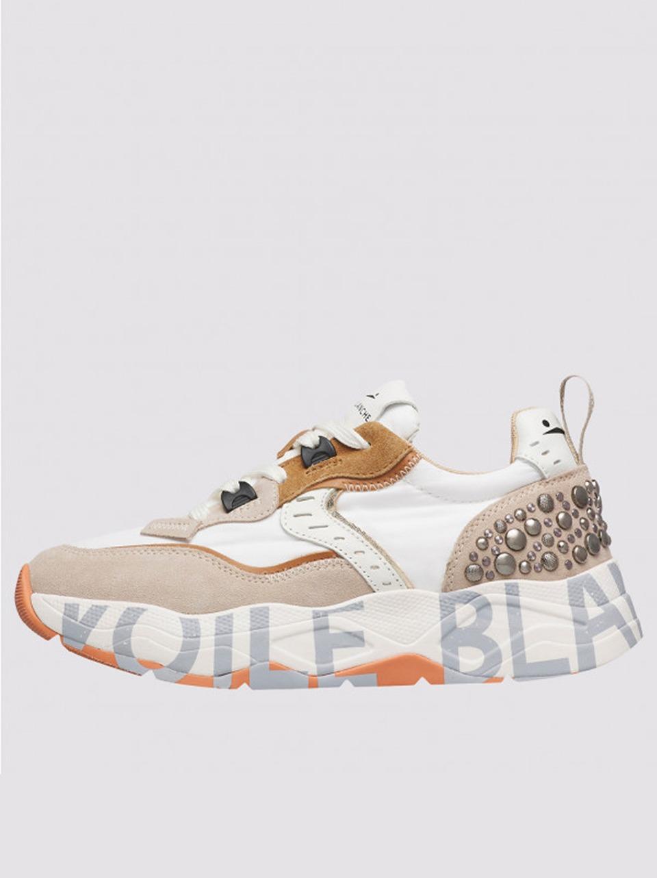 sneakers club 105  con borchie CLUB 105 2E42.2017475 WHITE BEIGE STUDS VOILE BLANCHE 