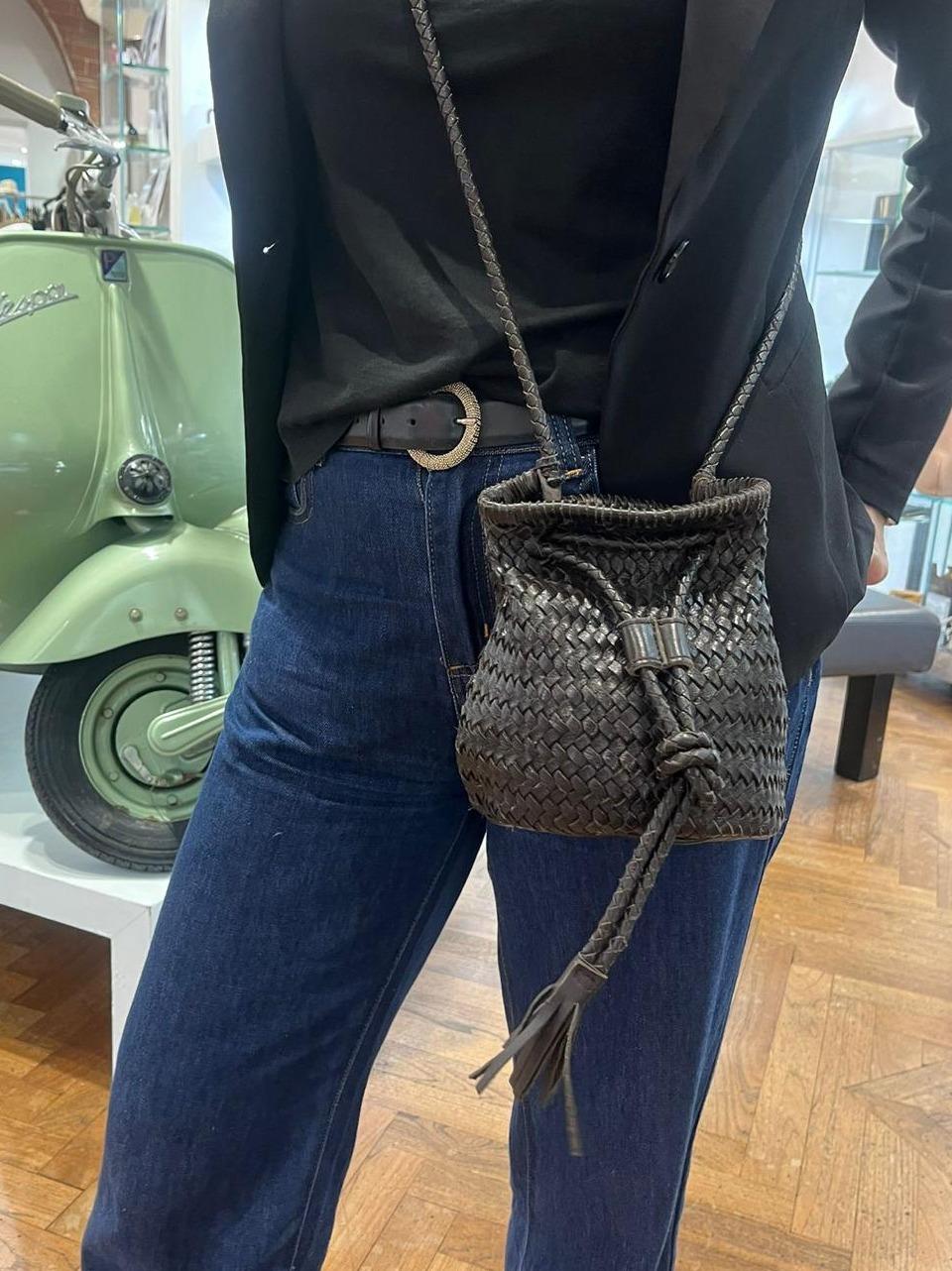 borsa secchiello intrecciato 1105 BROWN REHARD 
