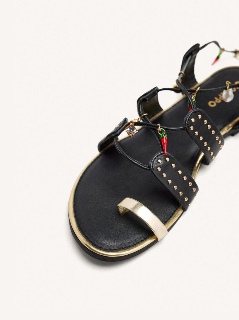 sandalo flat con laccio alla caviglia IONE NERO GIOSEPPO 