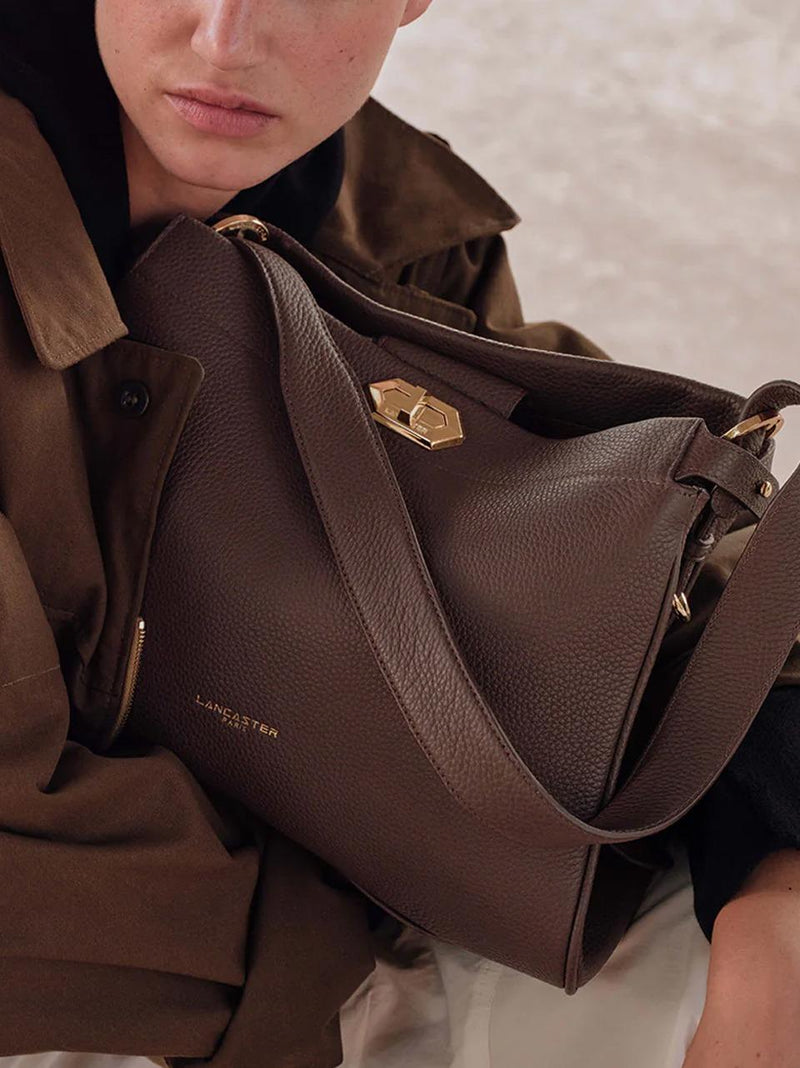 borsa shopping con chiusura 572106 MARRONE LANCASTER 
