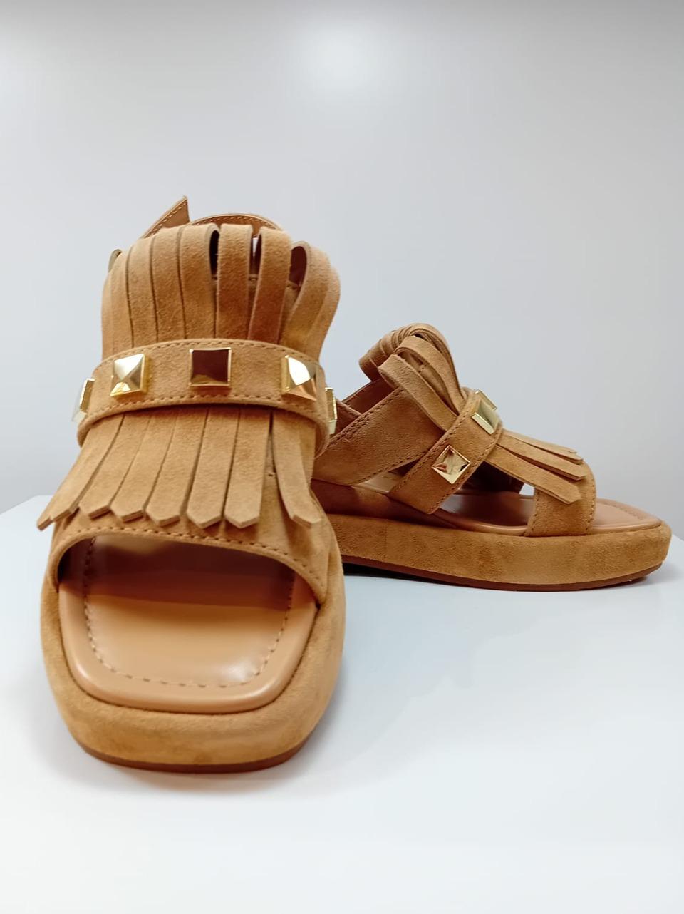 sandalo zeppa con frangia BL4903X CAMEL BRUNO PREMI 