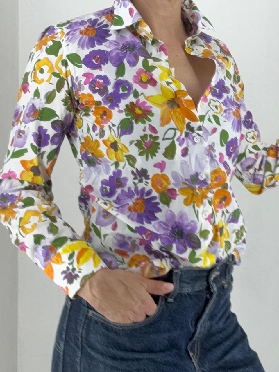 camicia in cotone floreale D290 01 BASTONCINO 