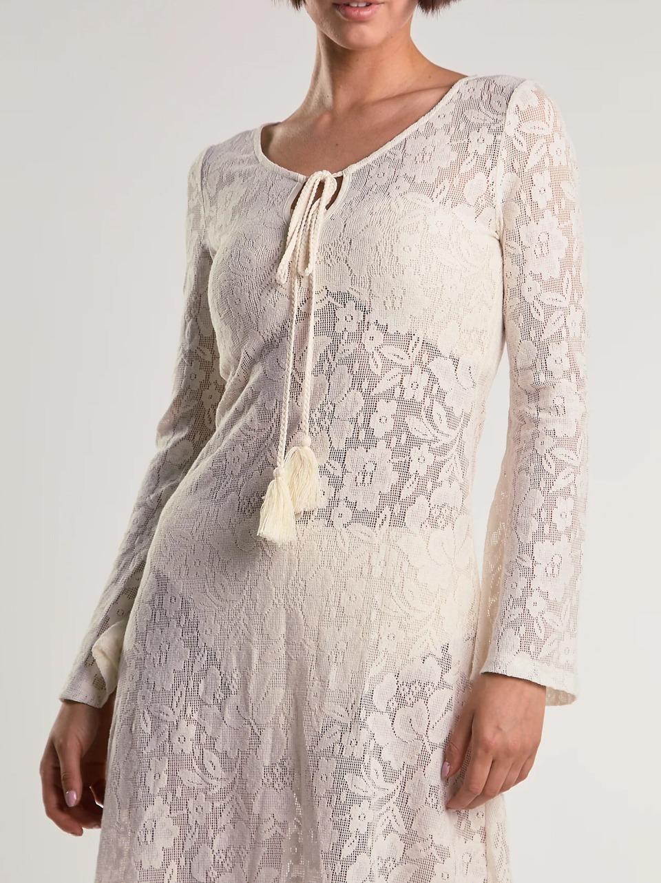maxii dress crochet AN5646 CREMA GLAMOROUS 
