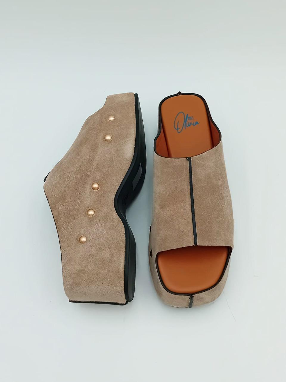 sabot spuntato zeppa h 50mm CAROLA G03 TAUPE miss olivia 