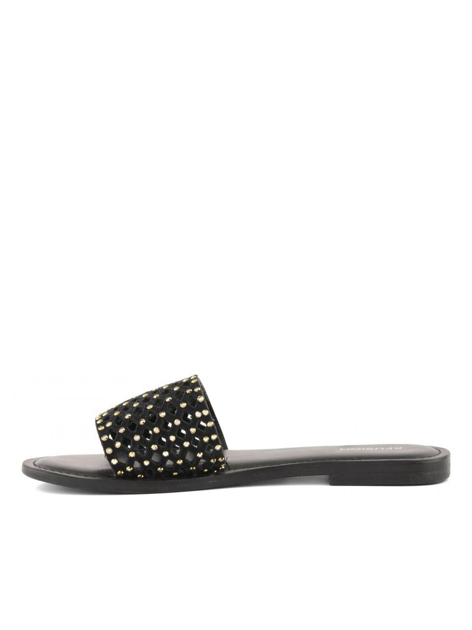 sabot flat con con swarosky R2260004 BLACK CB FUSION 