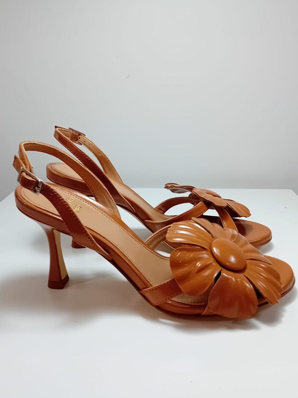 sandalo con fiore tacco 70 mm 2607 CUOIO CHANTAL 