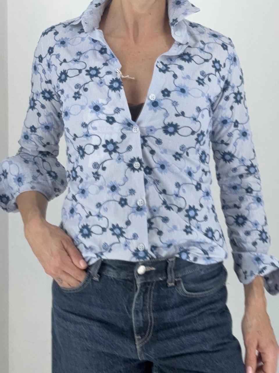 camicia con ricami PAOLA D241 BR BASTONCINO 