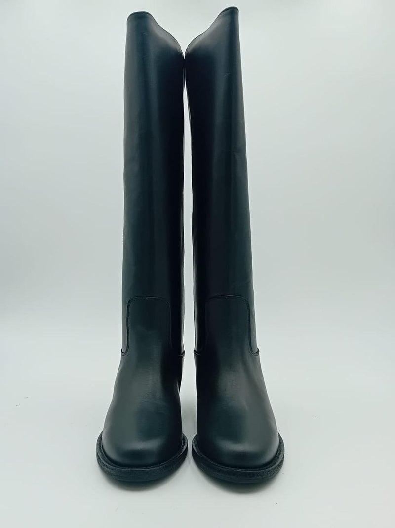 stivale a tubo con v laterale e zeppa interna 4232 NERO  