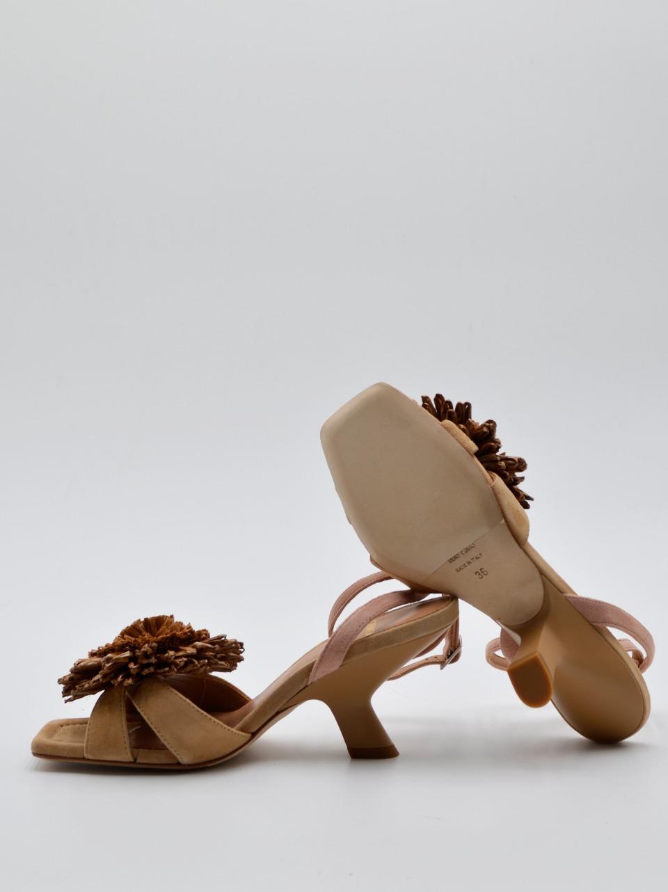 sandalo con fiorerafia tacco 70mm 2613 CUOIO CHANTAL 