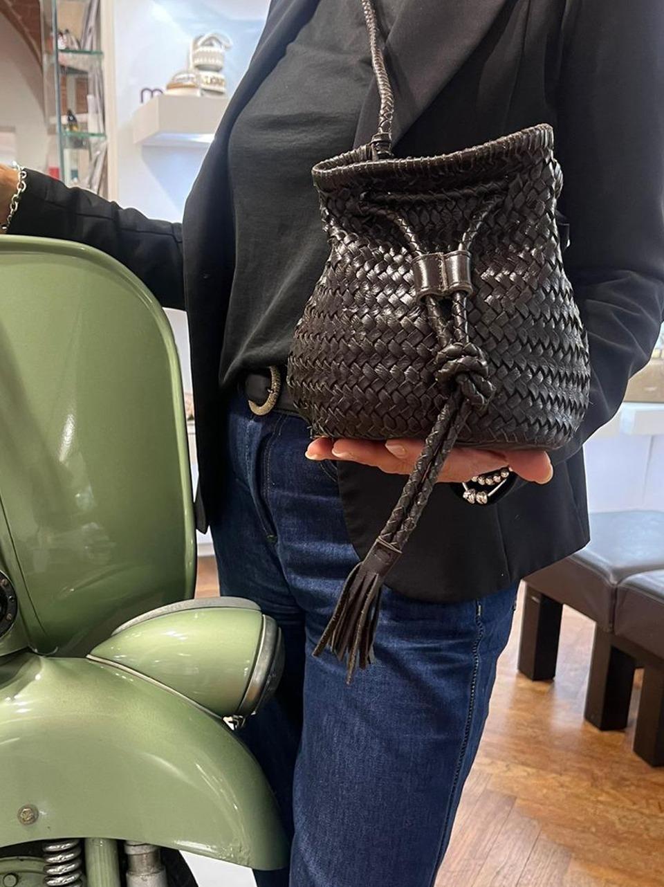 borsa secchiello intrecciato 1105 BROWN REHARD 