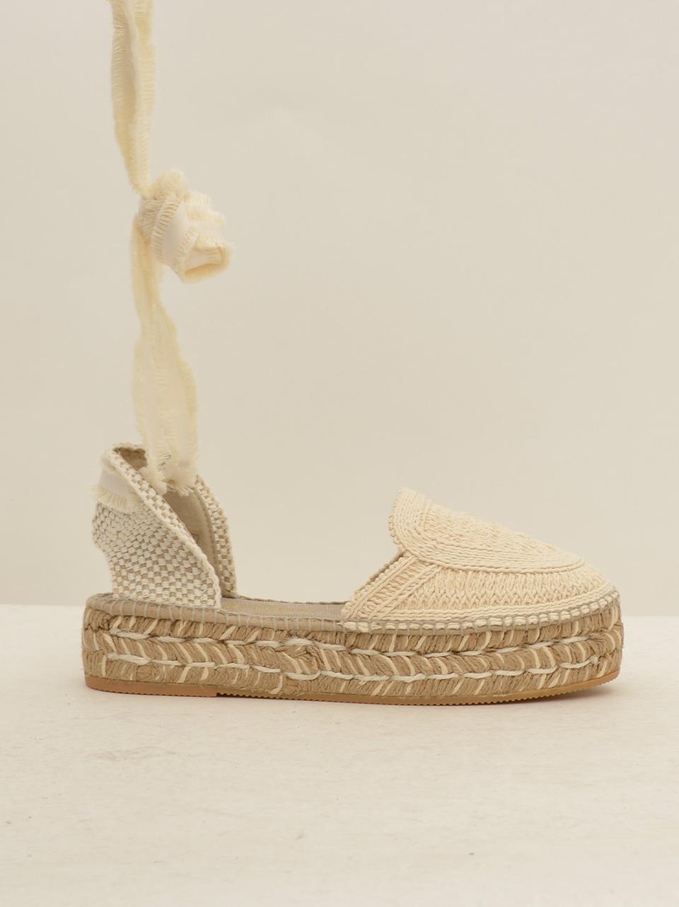 sandalo a t zeppa bassa DUNE CORDELA CRUDO ESPADRILLAS 