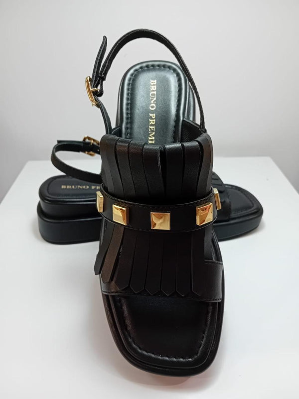 sandalo zeppa con frangia BL4903X NERO BRUNO PREMI 