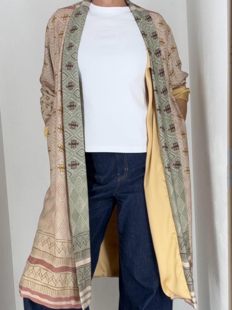 kimono lungo fantasia floreale 26276 MARRONE WU' SIDE 