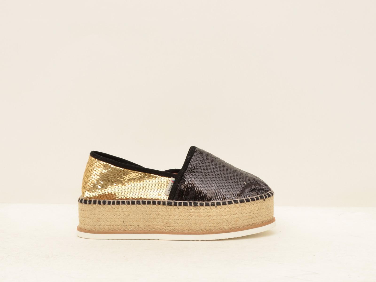  J.TEMPE NERO\ORO ESPADRILLAS 