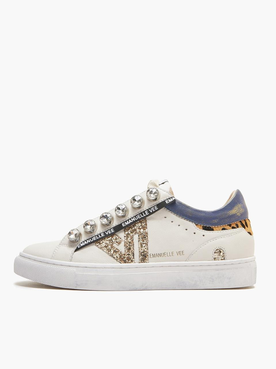 sneakers con castoni 32-P003CB WHITE BLU EMANUELLE VEE 