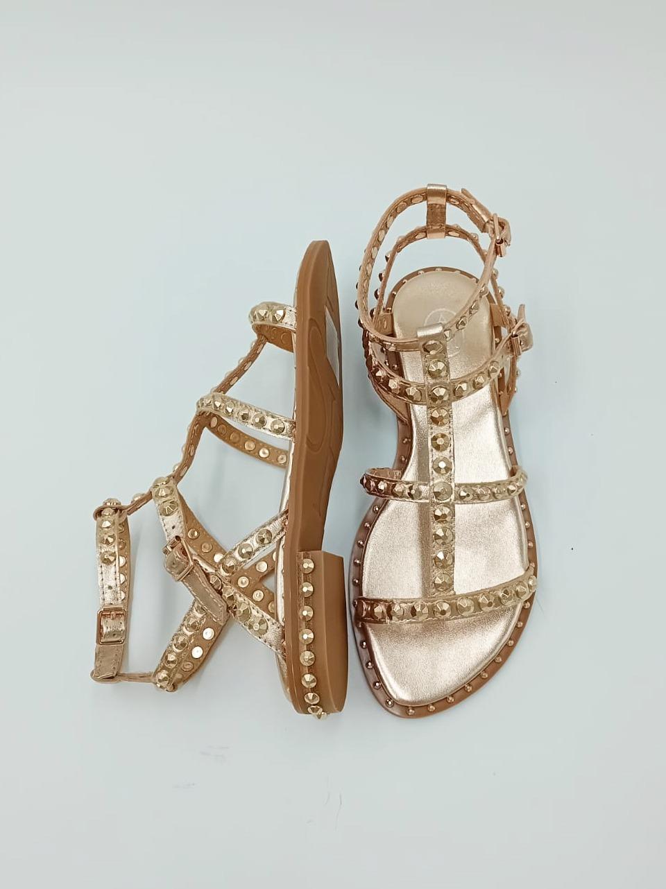 sandalo flat precious con borchie PRECIOUS ORO ASH 