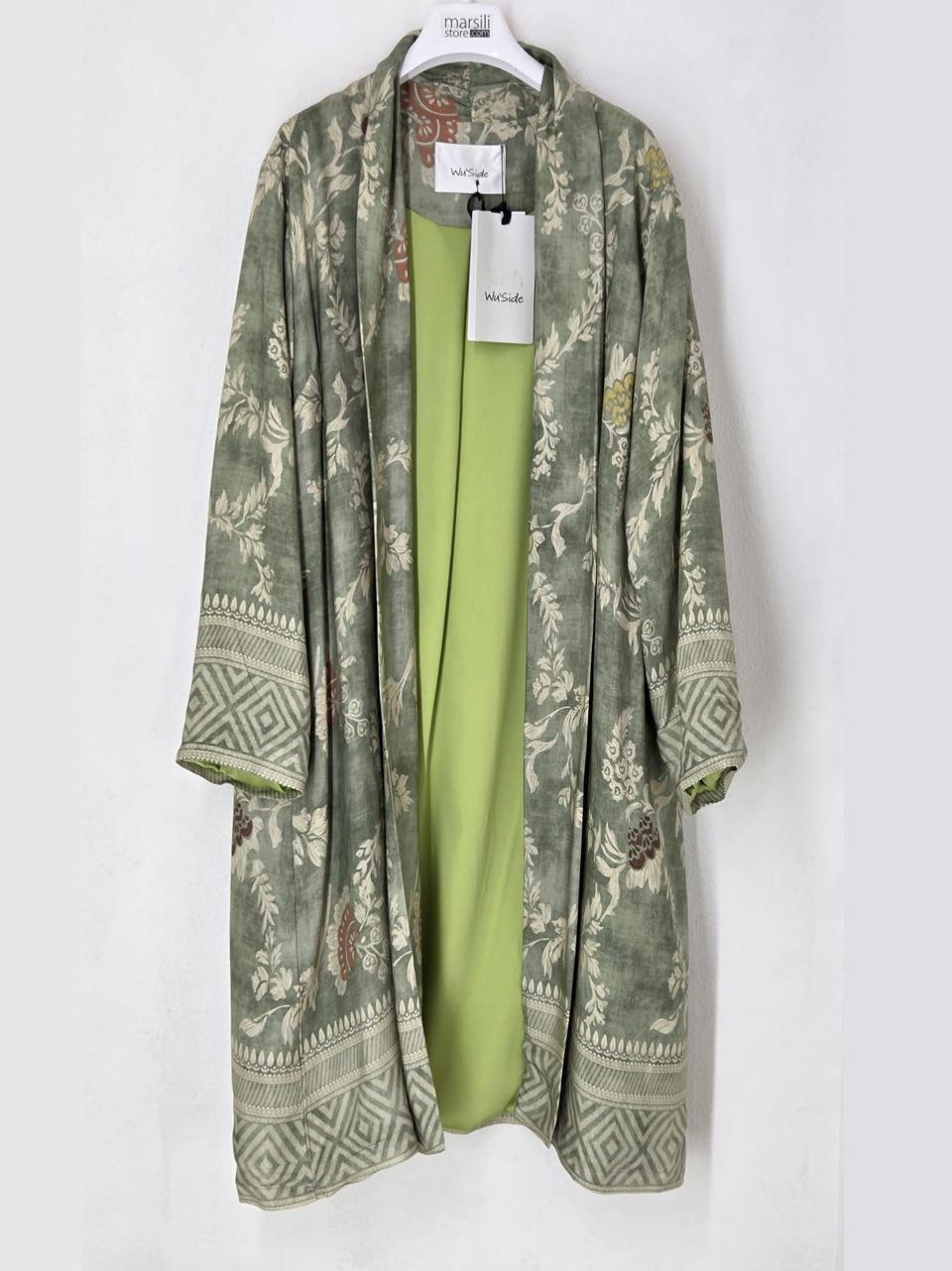 kimono lungo fantasia floreale 25288 VERDE WU' SIDE 