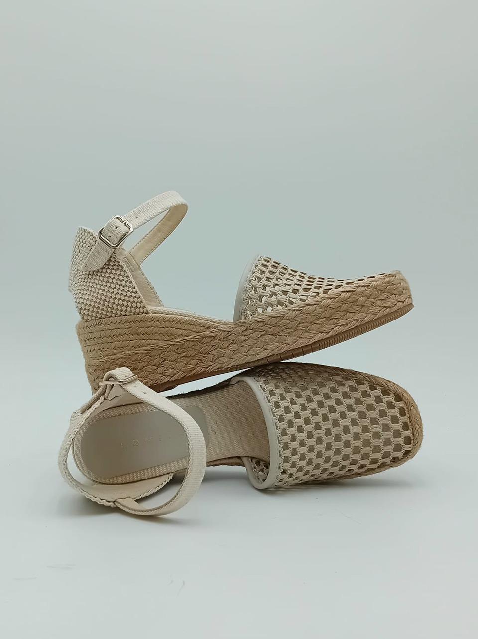 sandalo zeppa in rafia intrecciata KAIA ECRU PALOMITAS by paloma barcelo 