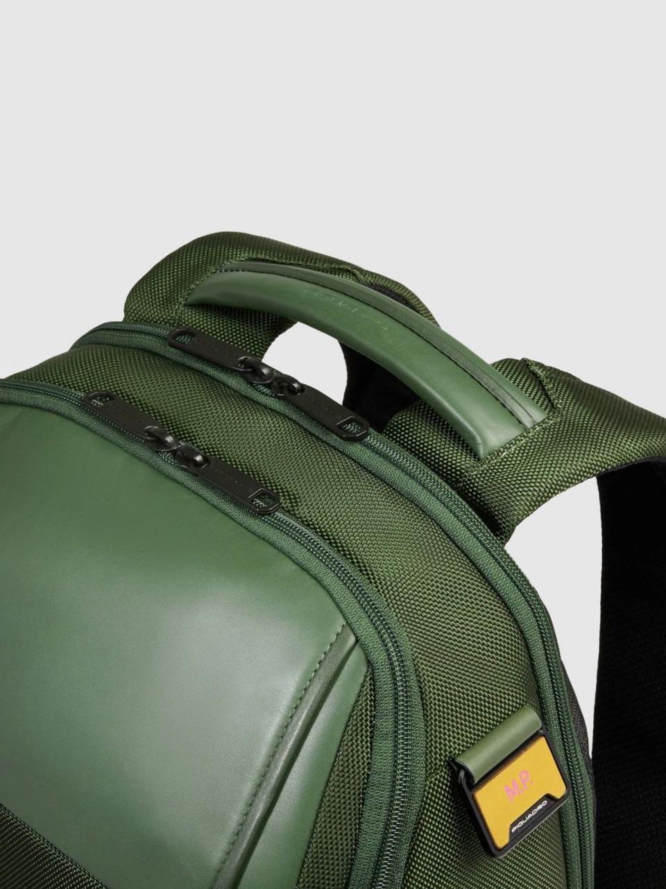 zaino 15,6'' tessuto riciclato e pelle CA6928S143BM VERDE PIQUADRO 