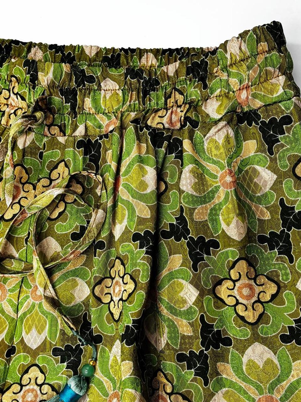 pantalone fluido fantasia floreale 26331 GIALLO WU' SIDE 