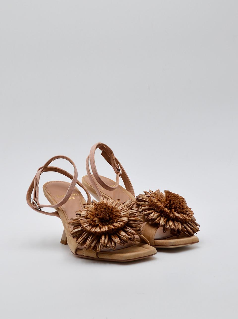 sandalo con fiorerafia tacco 70mm 2613 CUOIO CHANTAL 