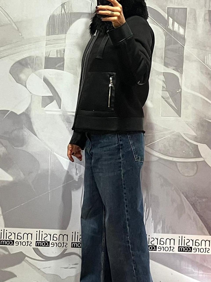 ecoshearling reversibile 2O0176 nero Patrizia pepe 