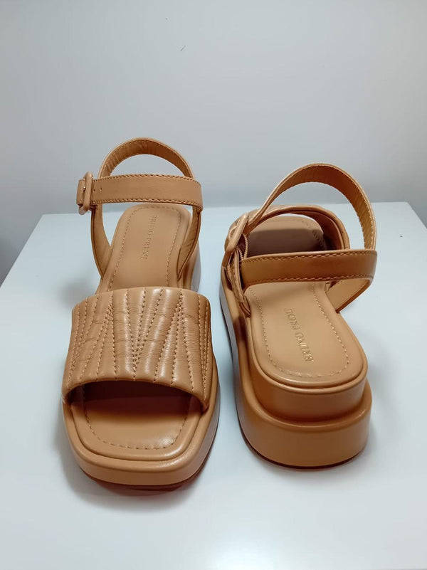 sandalo zeppa con tomaio inpunturato BL4902 GRANO BRUNO PREMI 