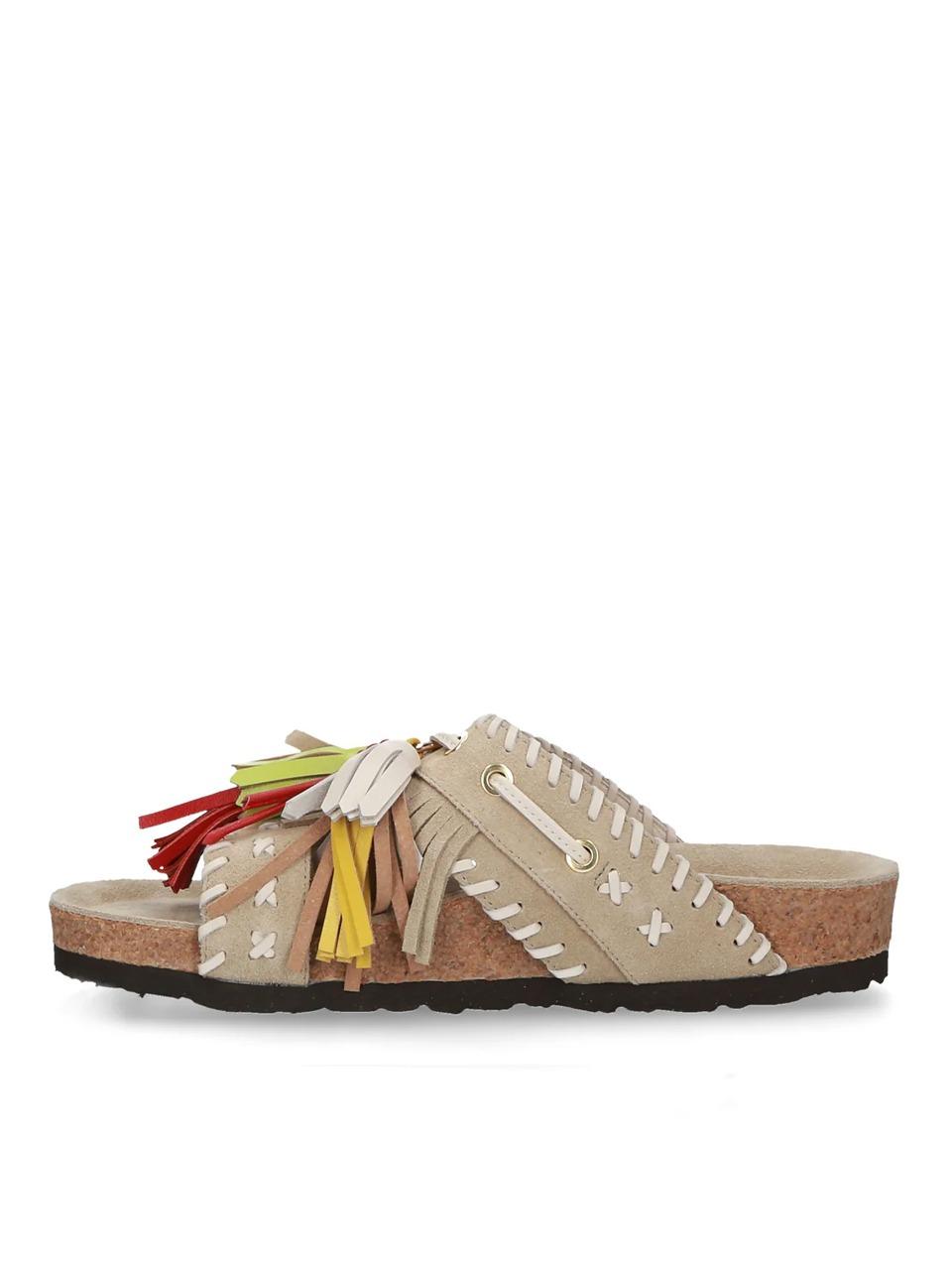 sabot etnico con nappine C14 BEIGE ELENA IACHI 