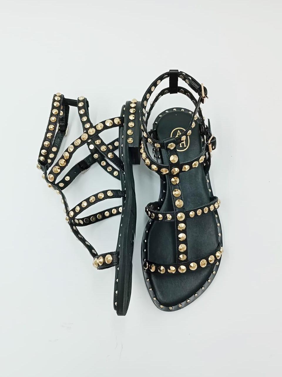 sandalo flat precious con borchie PRECIOUS NERO ASH 