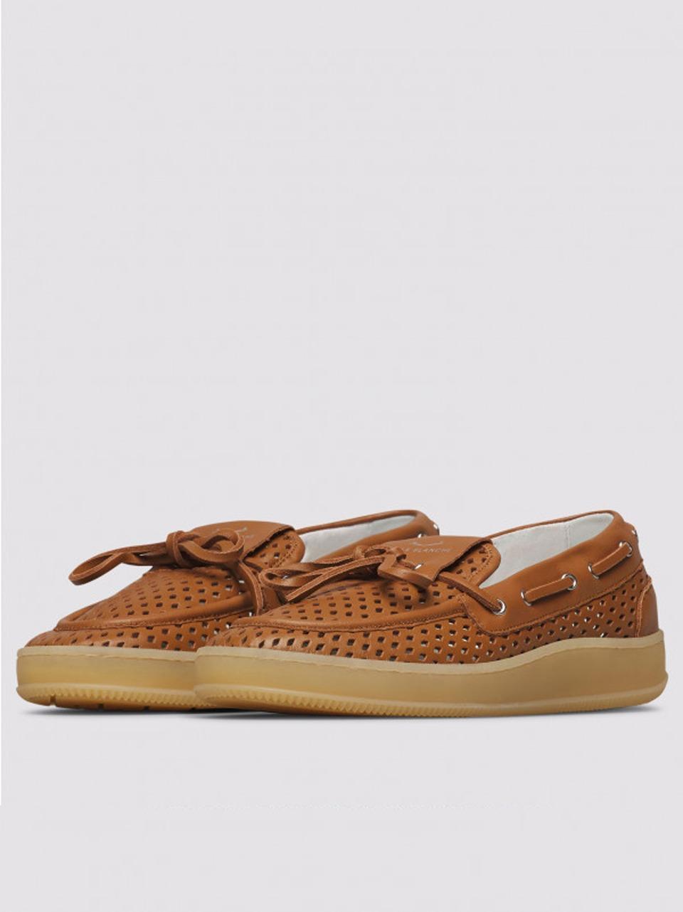 mocassino traforato OLIVA0N01 COGNAC VOILE BLANCHE 