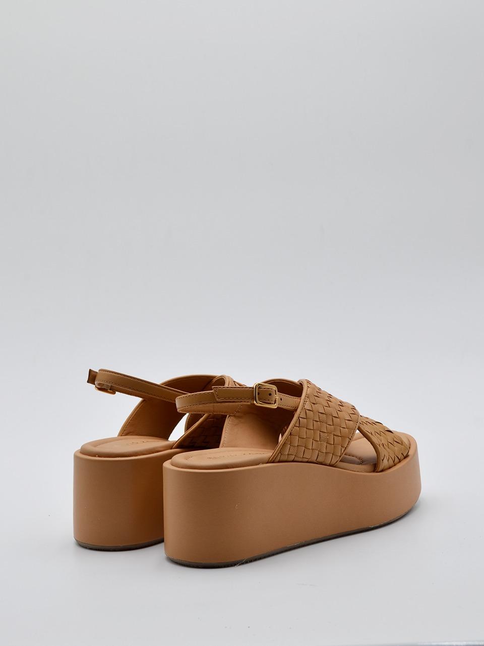 sandalo zeppa tomaio intrecciato B0902 GRANO ELVIO ZANON 