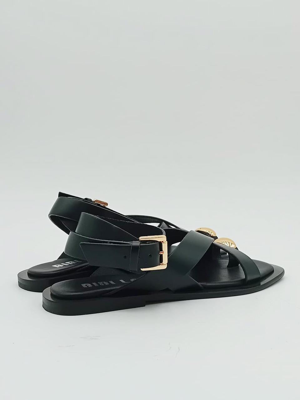sandalo infradito flat con accessorio 902 nero BIBI LOU 