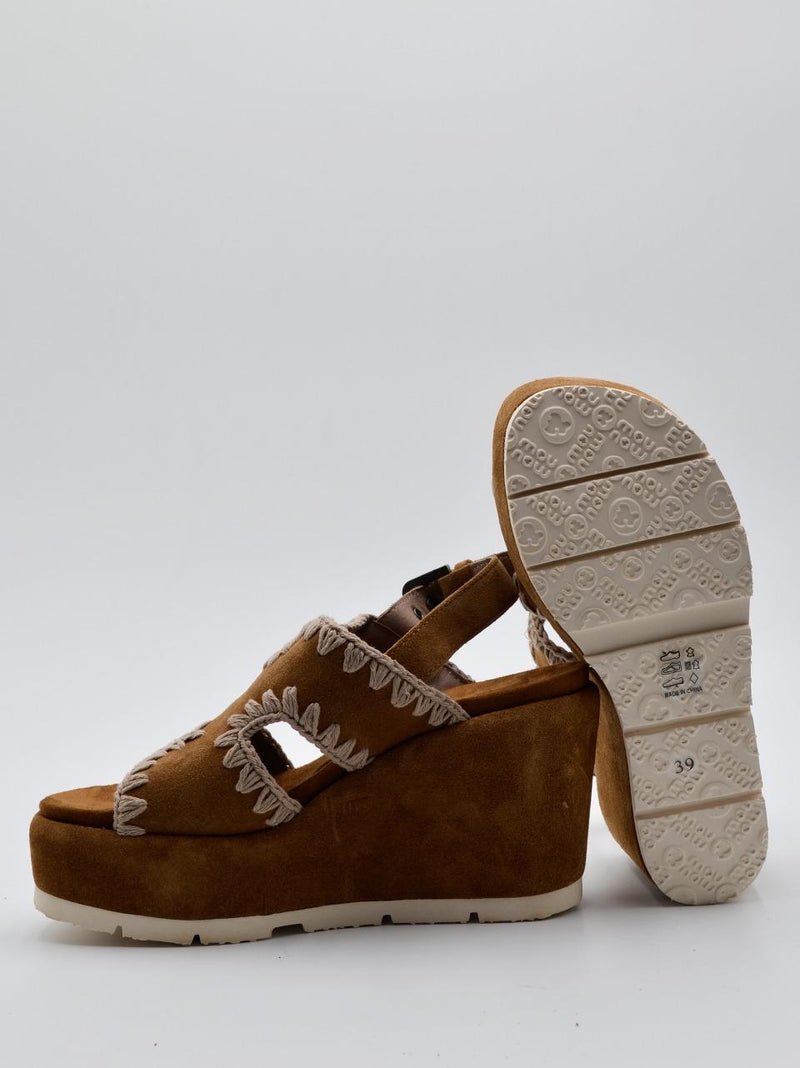 sandalo montante  con infilature 711002A COGNAC MOU 