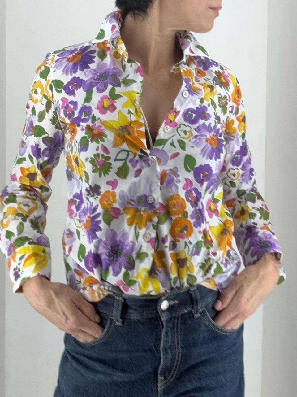 camicia in cotone floreale D290 01 BASTONCINO 