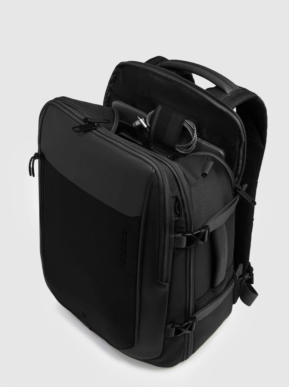 zaino viaggio tessuto riciclato e pelle CA6929S143BM NERO PIQUADRO 