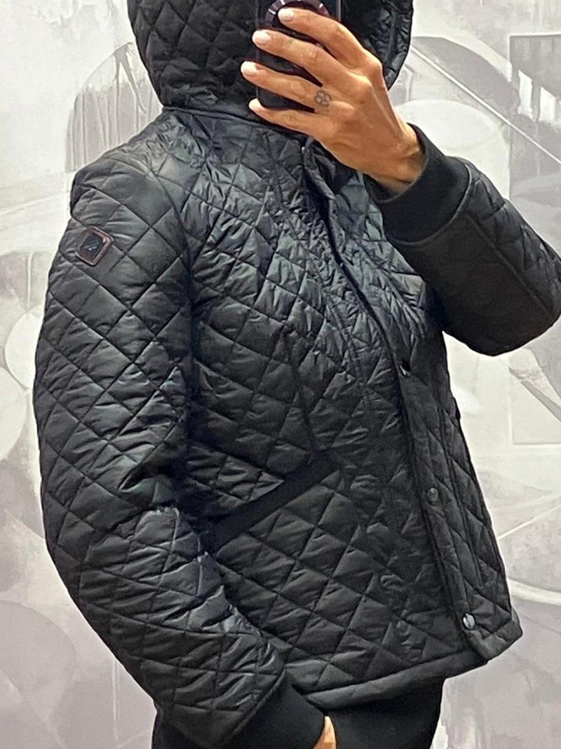 giacca con cappuccio  trapuntato W0030 H0060 BLK huSKY 