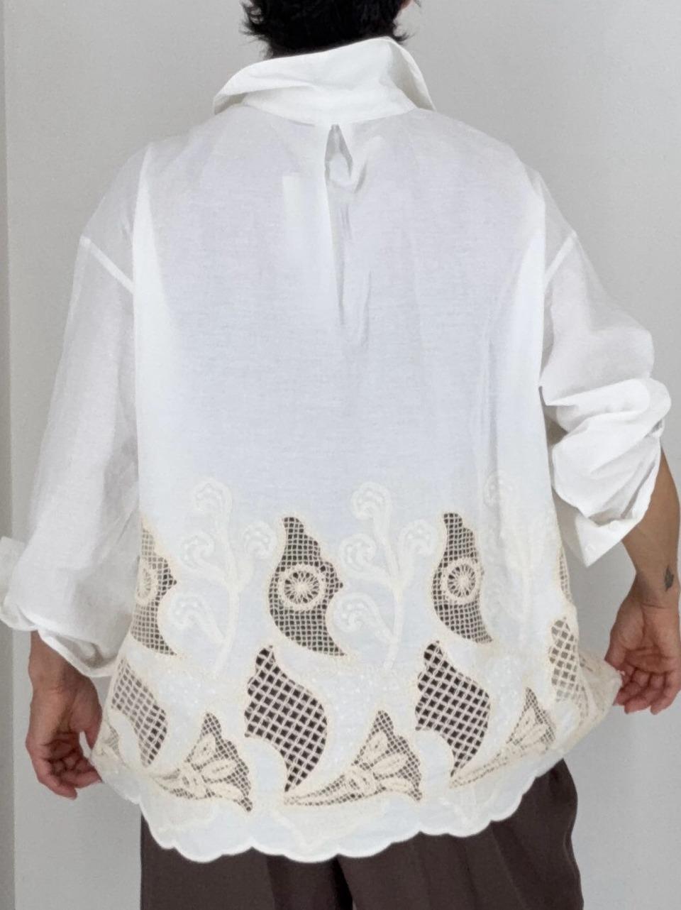 camicia over con ricamo LADY SCHIRT PANNA GLAMOROUS 