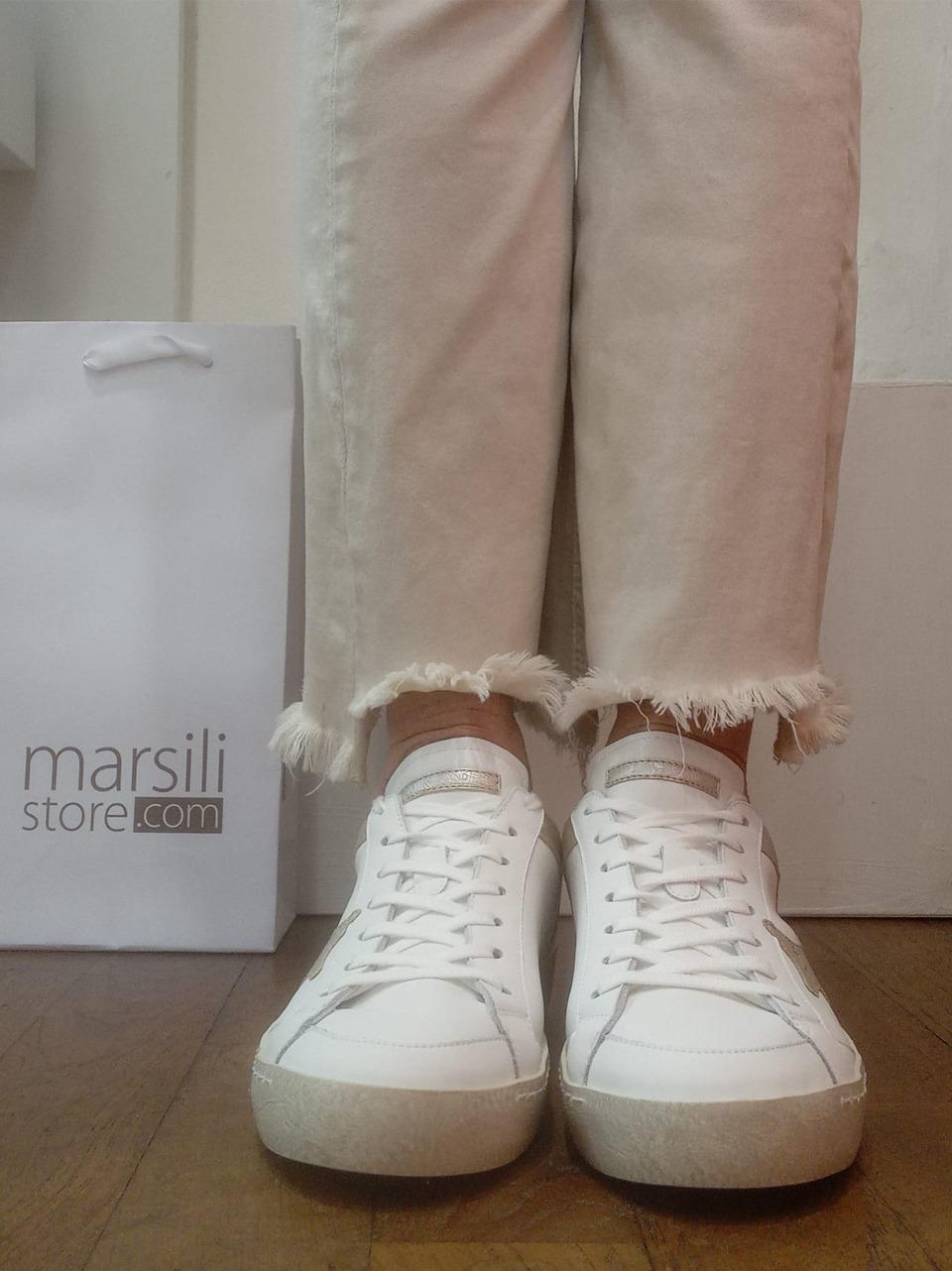 sneakers timeless 4006 BIANCO PLATINO AMA brand 