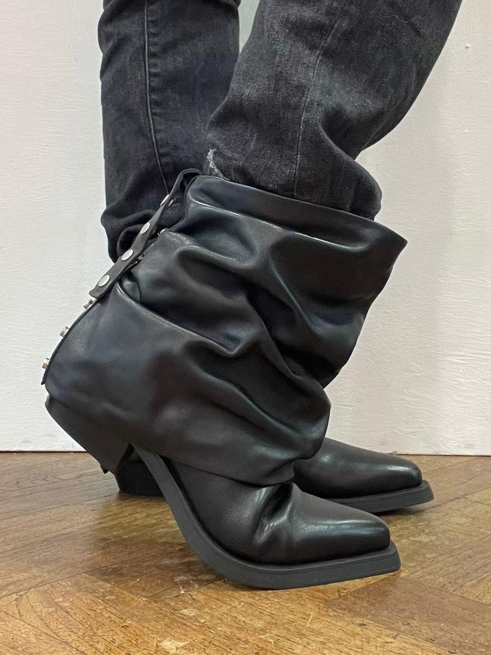 stivaletto crincle LOREN COMBO A NERO ASH 
