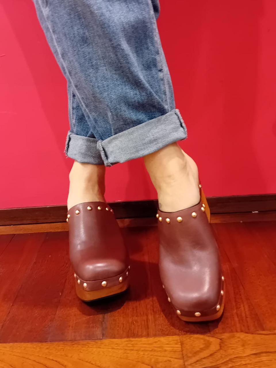 sabot monoblocco borchiato EVAG01 COFFE miss olivia 