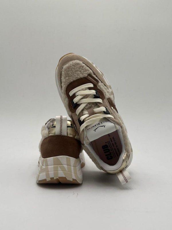 sneakers club 105 001-2017475-05 1B30WHITE COGNAC VOILE BLANCHE 
