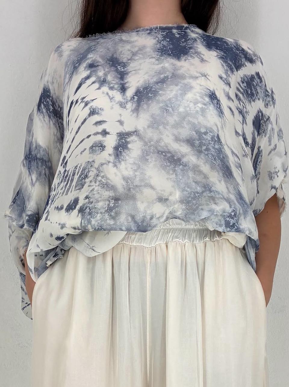 blusa over con stampa S227 WHITE SANCTA MUERTE 