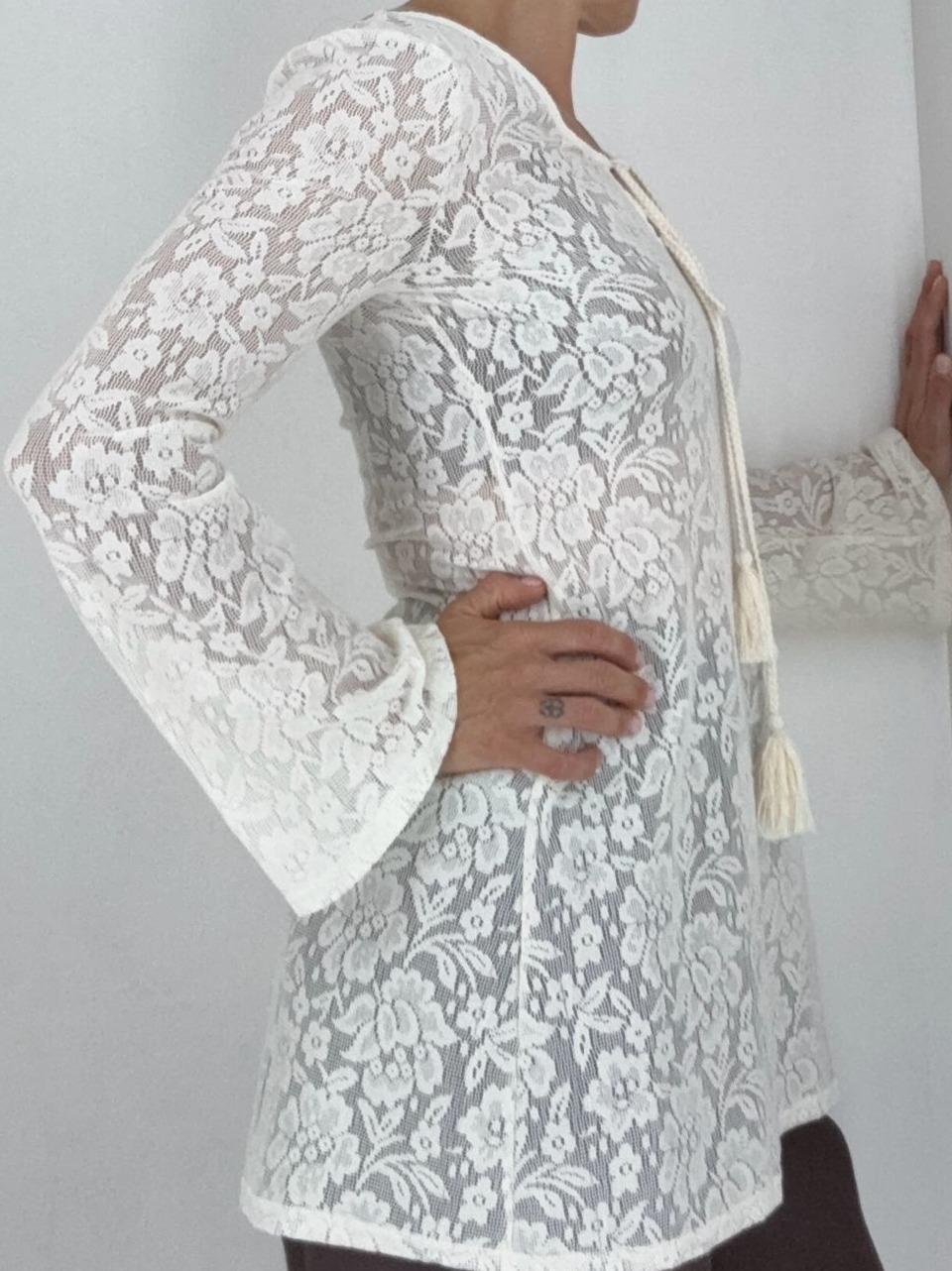 mini dress crochet AN5647 CREMA GLAMOROUS 