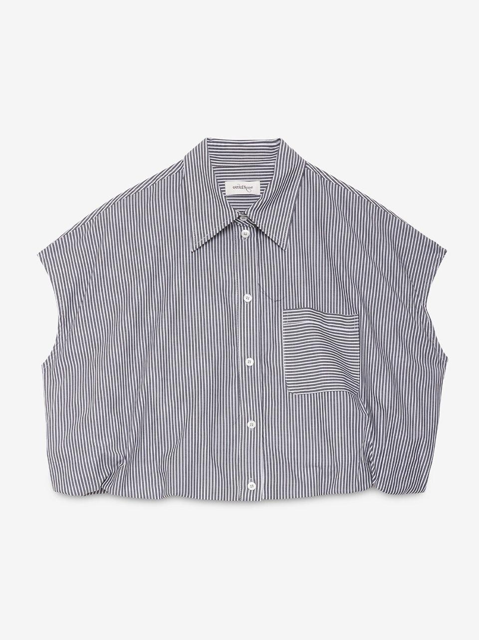 camicia smanicata righe CZC DT9293 BN ottod'ame 