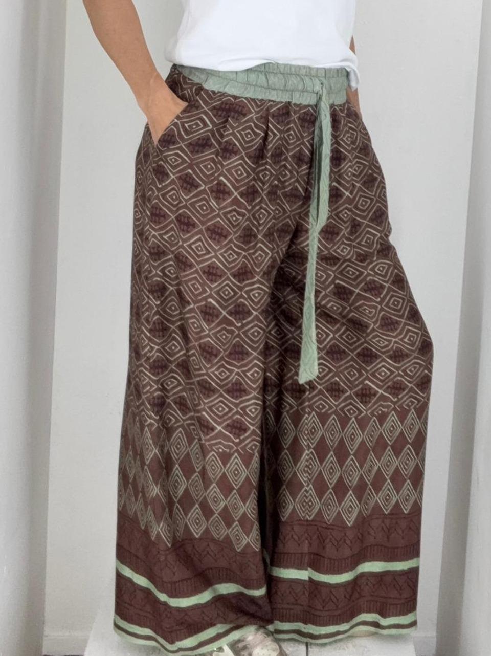 pantalone fluido fantasia floreale 26271 BORDEAUX WU' SIDE 