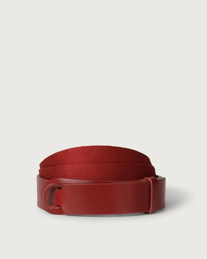 cintura nobuckle pelle e tessuto NB0001 BULROSSO ORCIANI NOBUCKLE 