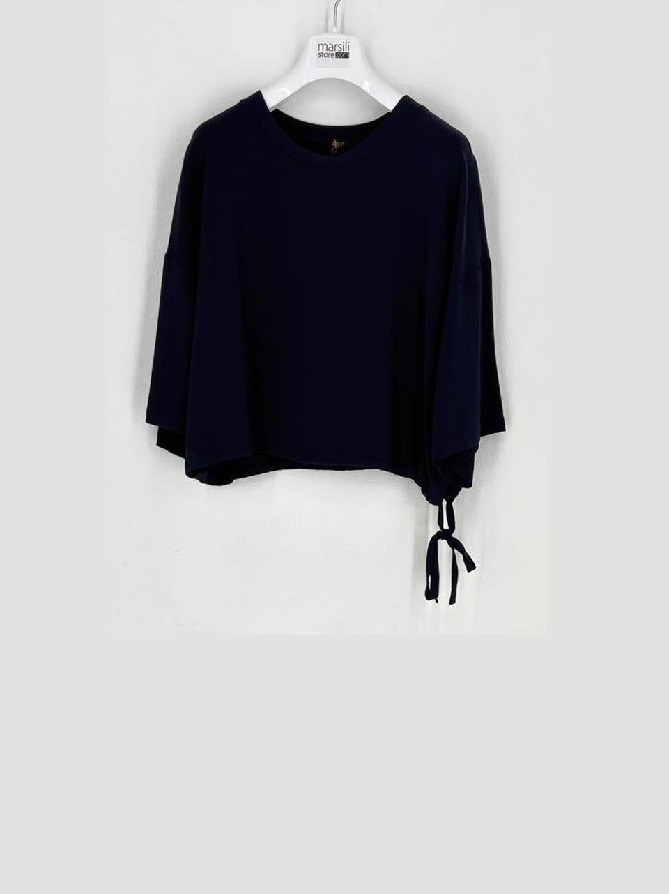 blusa mezza manica con nodo CA1522 BLU SEVENTY 